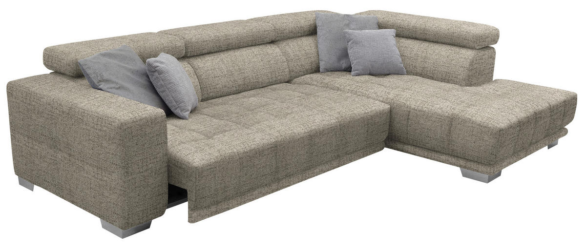ECKSOFA in Chenille Beige  - Chromfarben/Beige, Design, Textil (301/207cm) - Xora