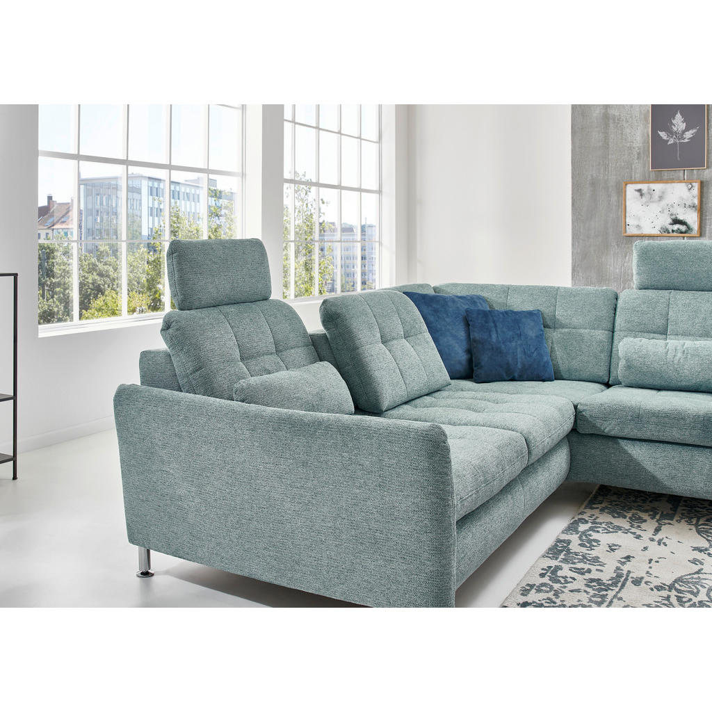 Thumbnail - Beldomo Style Ecksofa, Anthrazit, Textil, 3-Sitzer, Ottomane rechts, L-Form, 242x210 cm, Goldenes M, Bettkasten erhältli...