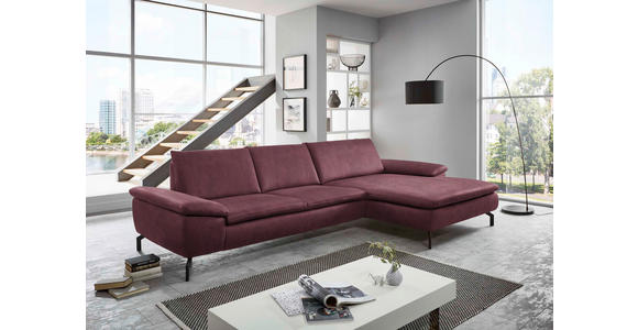ECKSOFA Weinrot Mikrofaser - Weinrot/Schwarz, Design, Textil/Metall (341/181cm) - Dieter Knoll