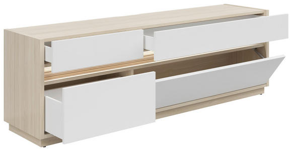 TV-ELEMENT Weiß, Eichefarben 173,5/58,2/42 cm - Eichefarben/Schwarz, KONVENTIONELL, Holzwerkstoff/Kunststoff (173,5/58,2/42cm) - Hom`in