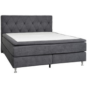 BOXSPRINGBETT 180/200 cm in Grau - Chromfarben/Grau, KONVENTIONELL, Holz/Textil (180/200cm) - Elegando
