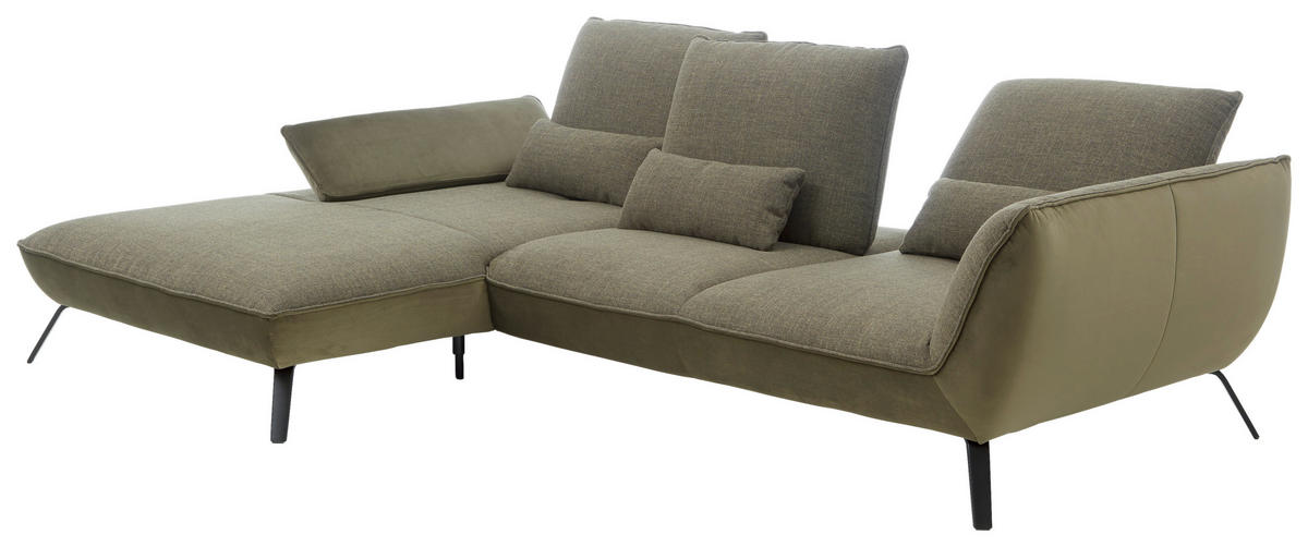 Freisteller von Moderano ECKSOFA Olivgrün Flachgewebe.