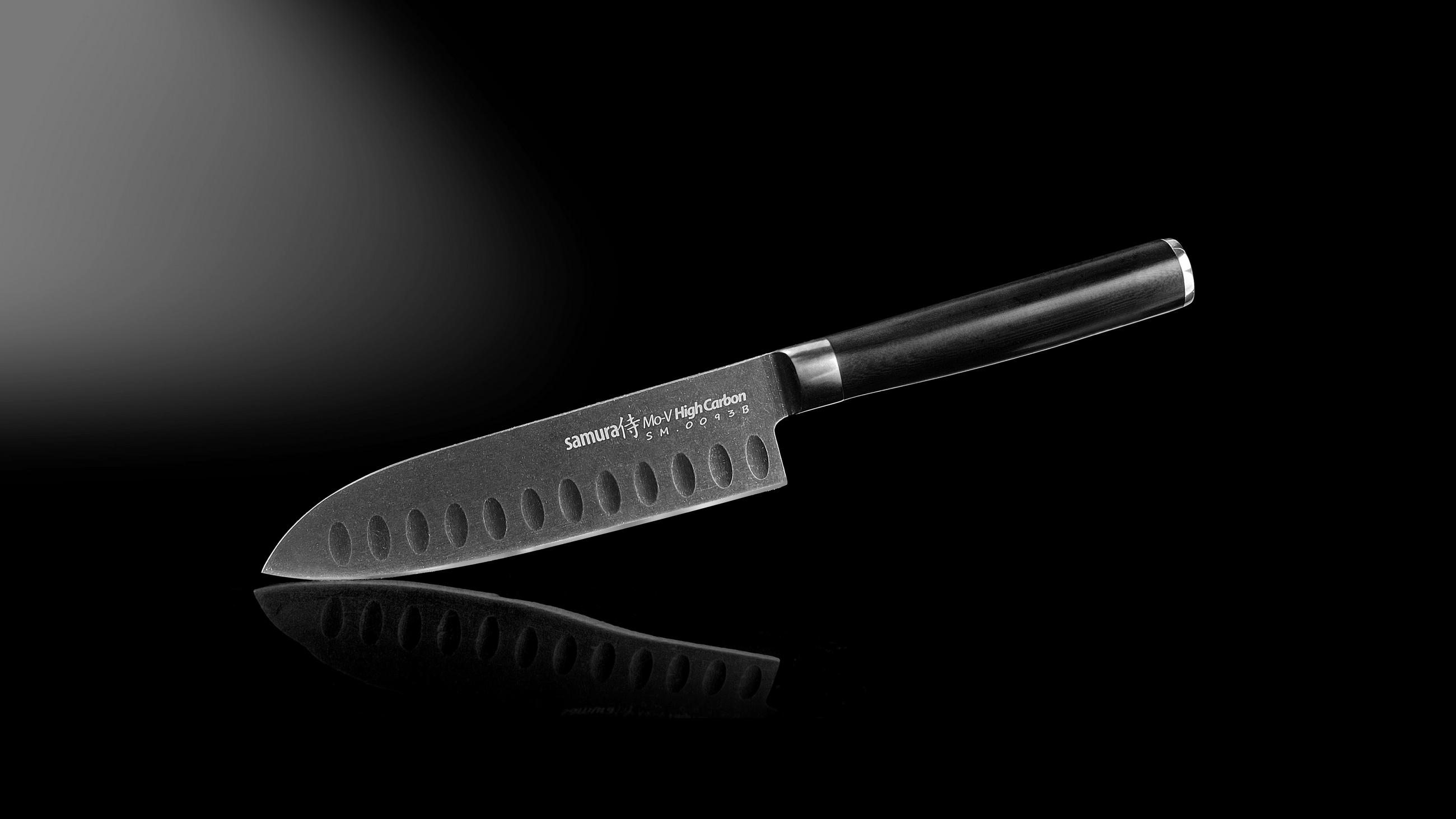 NOŽ SANTOKU  MO-V 25.5/3.6/1.8 cm            - črna, Basics, kovina/leseni material (25.5/3.6/1.8cm) - Samura