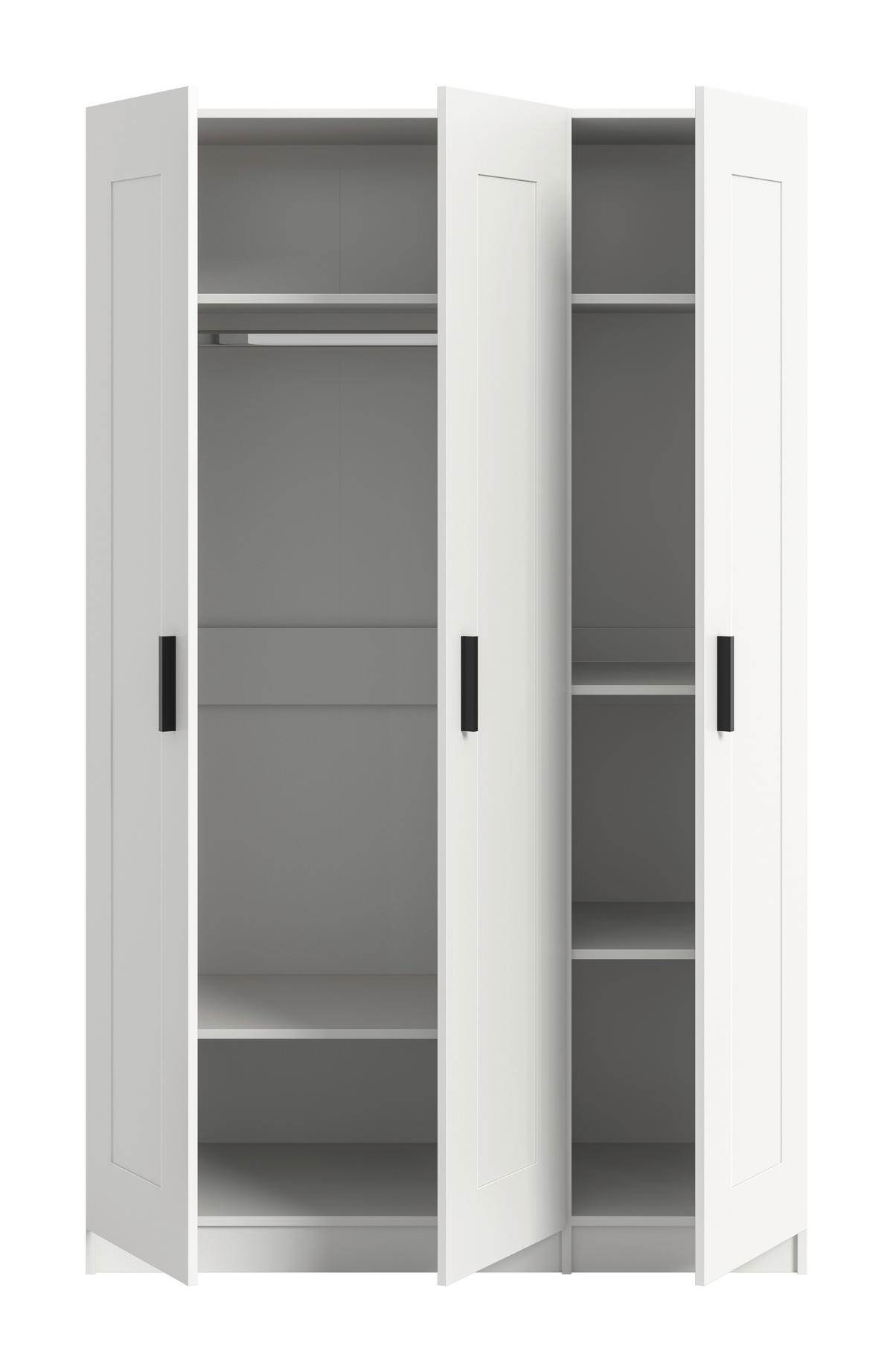 DREHTÜRENSCHRANK 120/195/56 cm,  in Weiß, 3 Tür(en)-türig  - Schwarz/Weiß, ROMANTIK / LANDHAUS, Holzwerkstoff/Kunststoff (120/195/56cm) - Livetastic