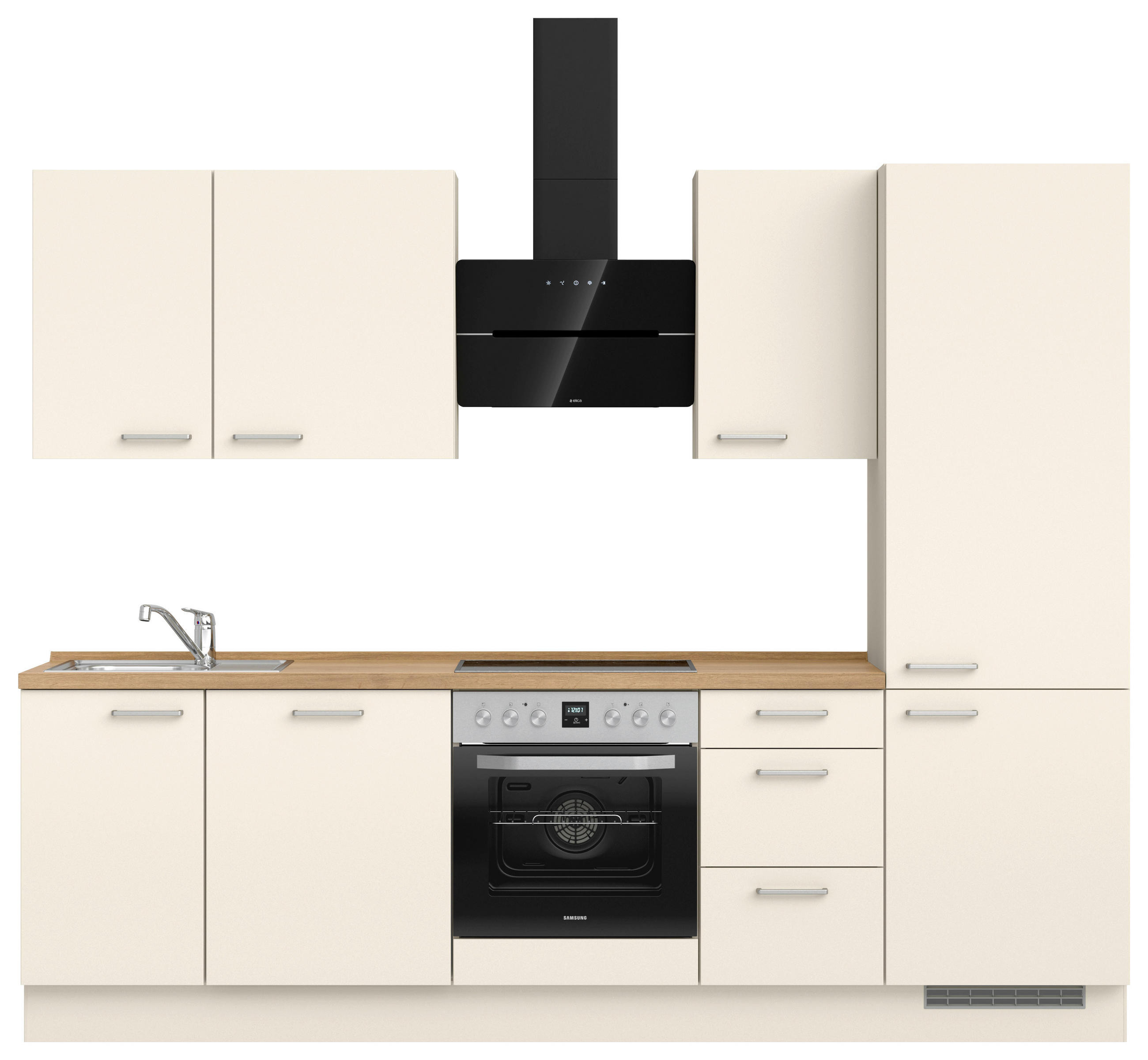 KÜCHENLEERBLOCK 270 cm   in Eichefarben, Magnolie  - Edelstahlfarben/Eichefarben, MODERN, Holzwerkstoff/Metall (270cm) - Nobilia