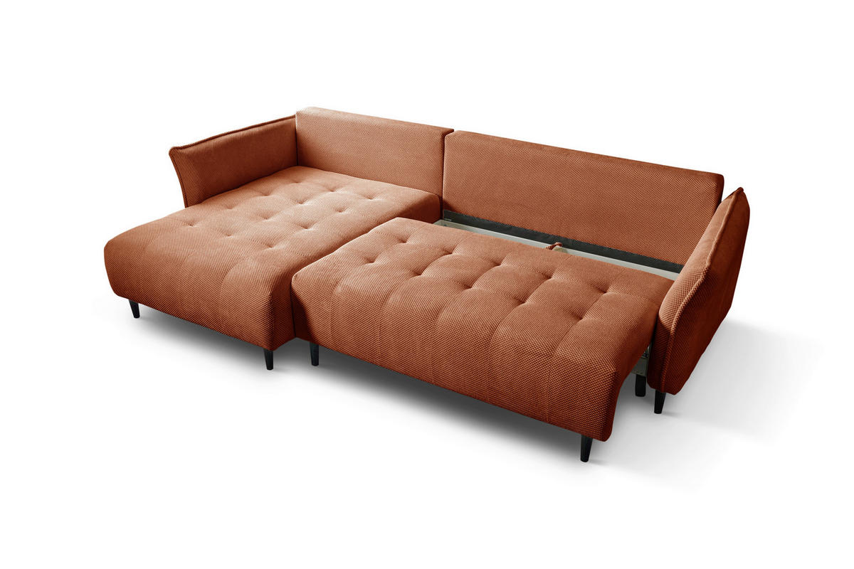 ECKSOFA MONTE CARLO Terracotta Struktur, Plüsch  - Terracotta/Schwarz, Trend, Textil (160/290cm) - MID.YOU