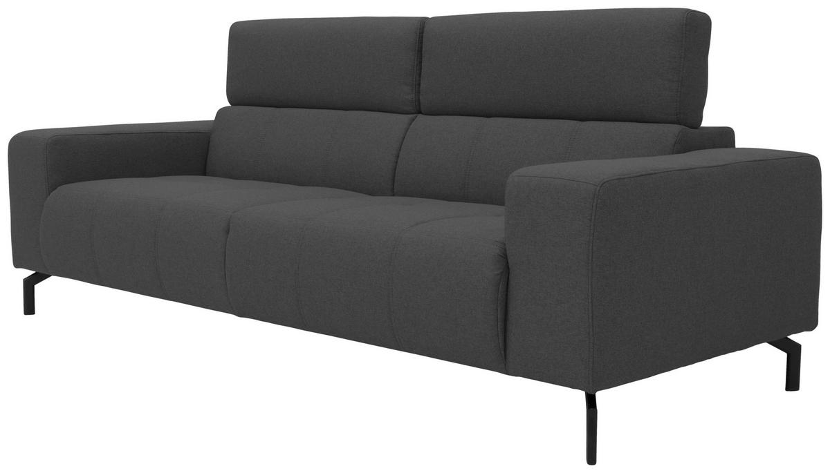 3-SITZER-SOFA Webstoff Grau  - Schwarz/Grau, Design, Textil/Metall (238/79/104cm) - MID.YOU