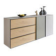 SIDEBOARD 210/90/45 cm  - Eiche Bianco/Beige, Design, Glas/Holz (210/90/45cm) - Ambiente