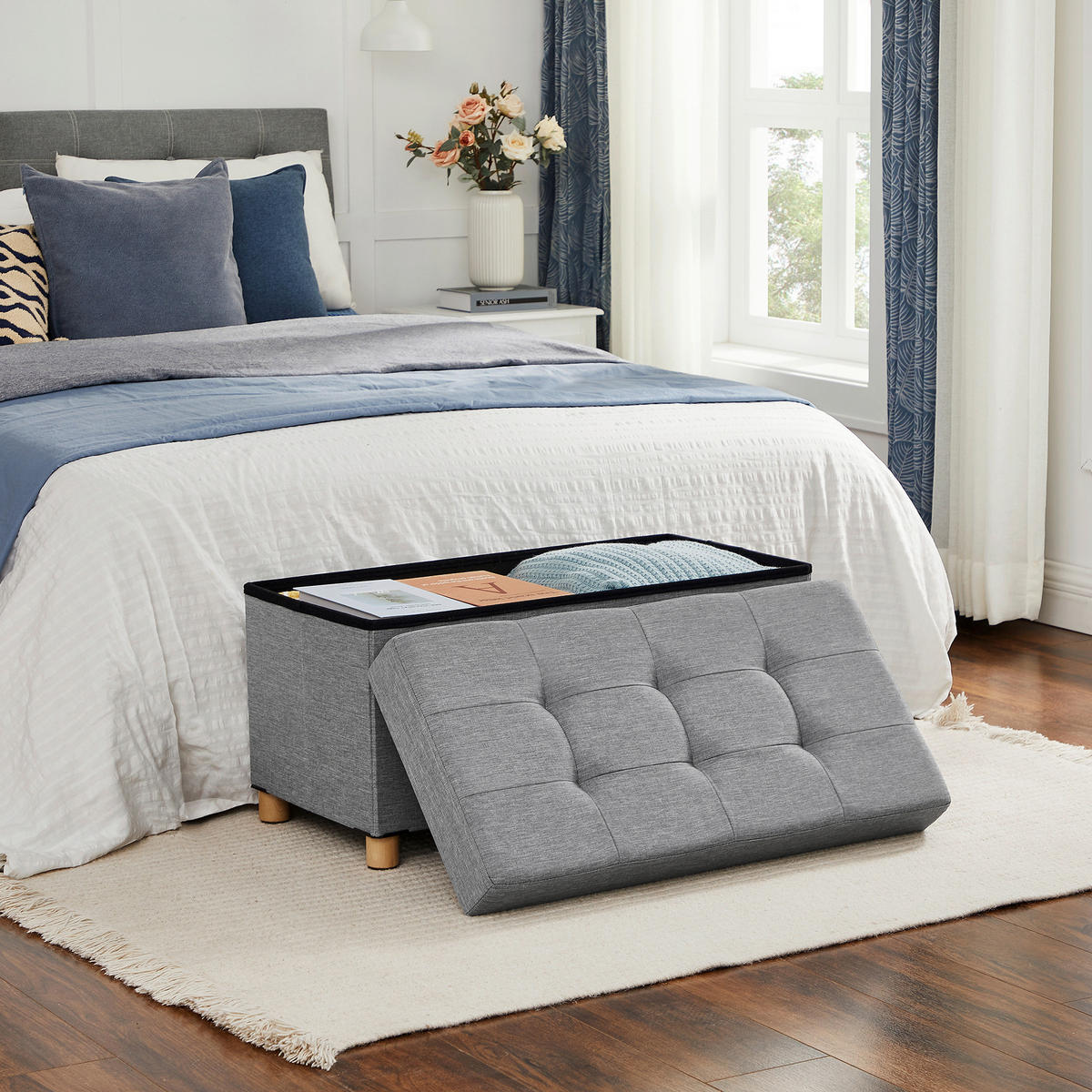 SITZBOX  - Naturfarben/Grau, Basics, Holz/Textil (76/40/38cm)