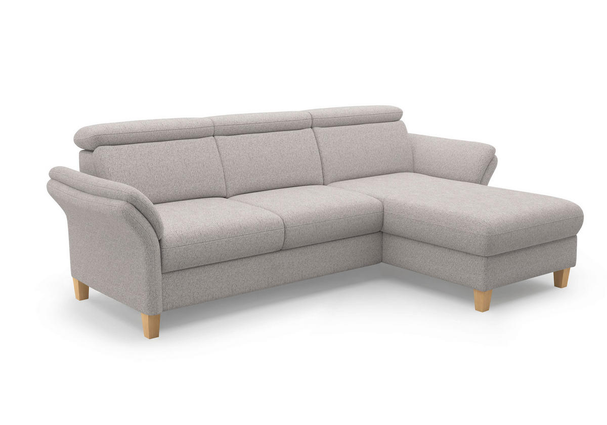ECKSOFA GLENDALE E Silberfarben Chenille  - Eichefarben/Silberfarben, KONVENTIONELL, Holz/Textil (253/166cm) - Sit & More
