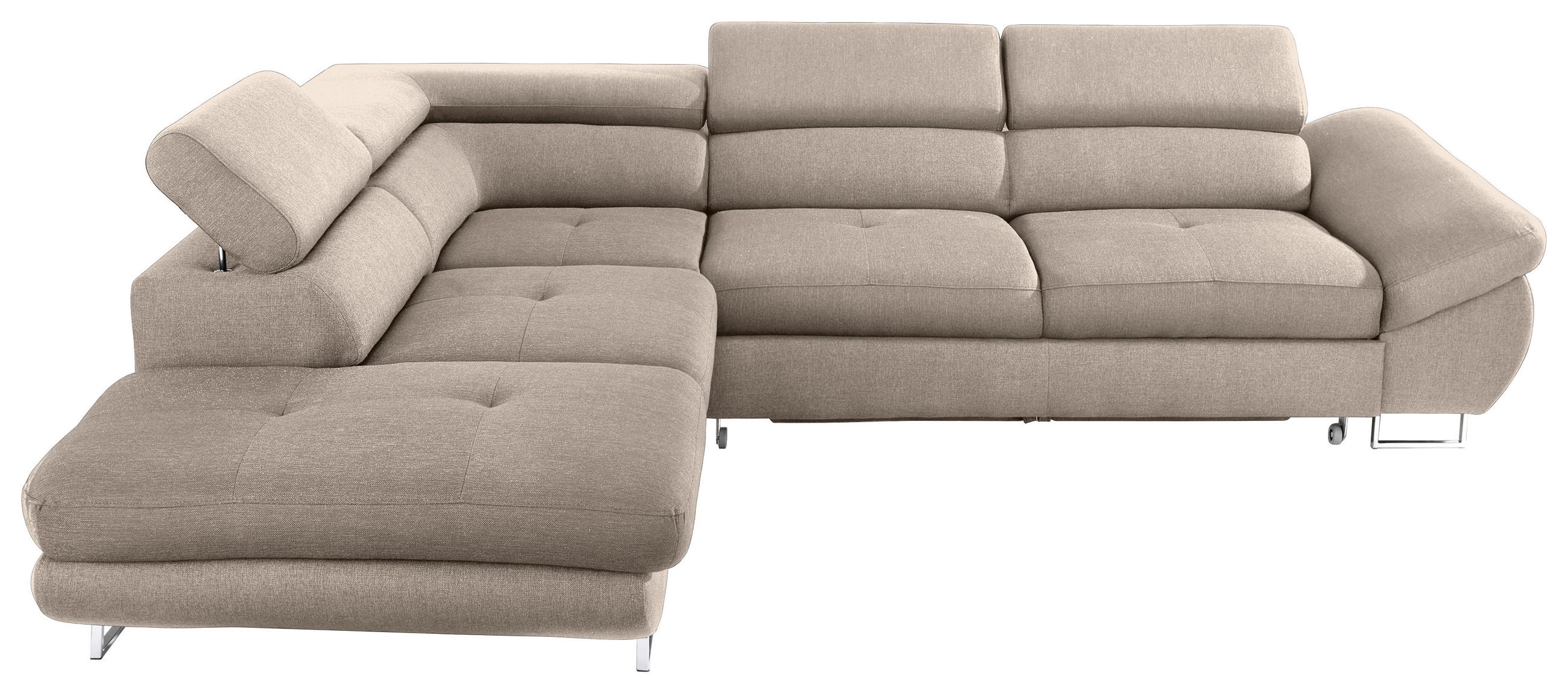 ECKSOFA Beige Webstoff  - Beige, Design, Textil/Metall (235/280cm) - Hom`in