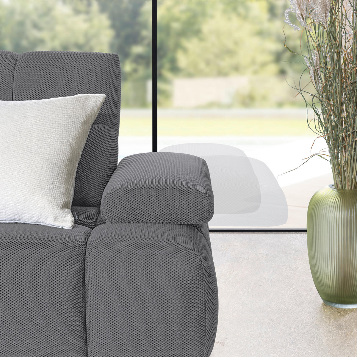 ECKSOFA in Struktur Grau  - Schwarz/Grau, Design, Kunststoff/Textil (233/313cm) - Emilio Belluti