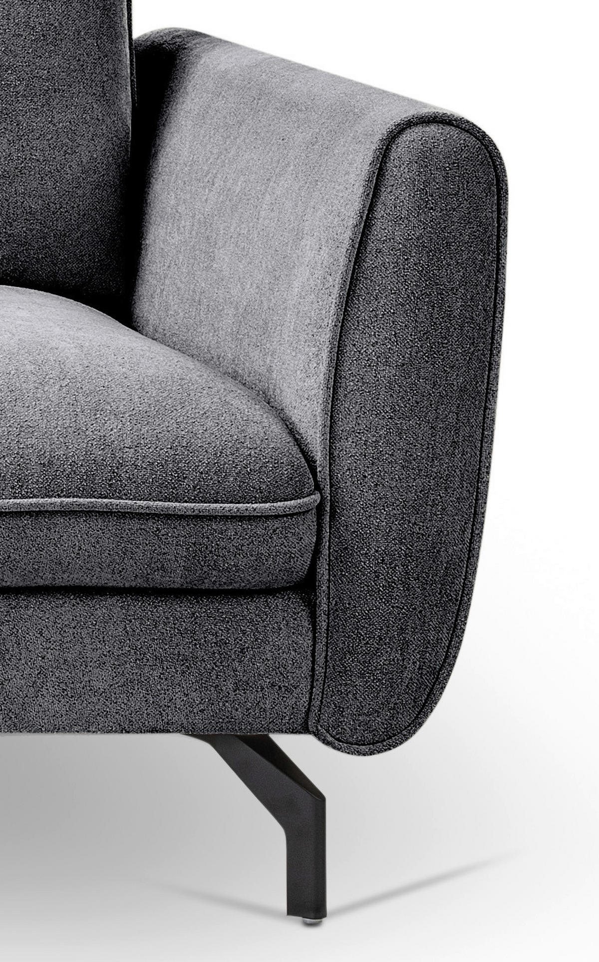 ROHOVÁ SEDAČKA, textil, šedá - šedá/černá, Basics, kov/dřevo (165/259cm) - MID.YOU