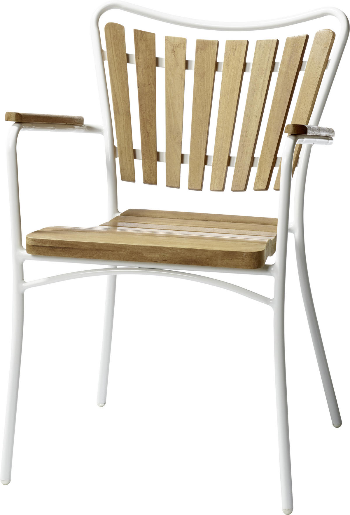 GARTENSTUHL in Holz Teakfarben, Weiß Hochglanz  - Weiß Hochglanz/Teakfarben, KONVENTIONELL, Holz/Metall (58,5/78/56,5cm) - Gardenson