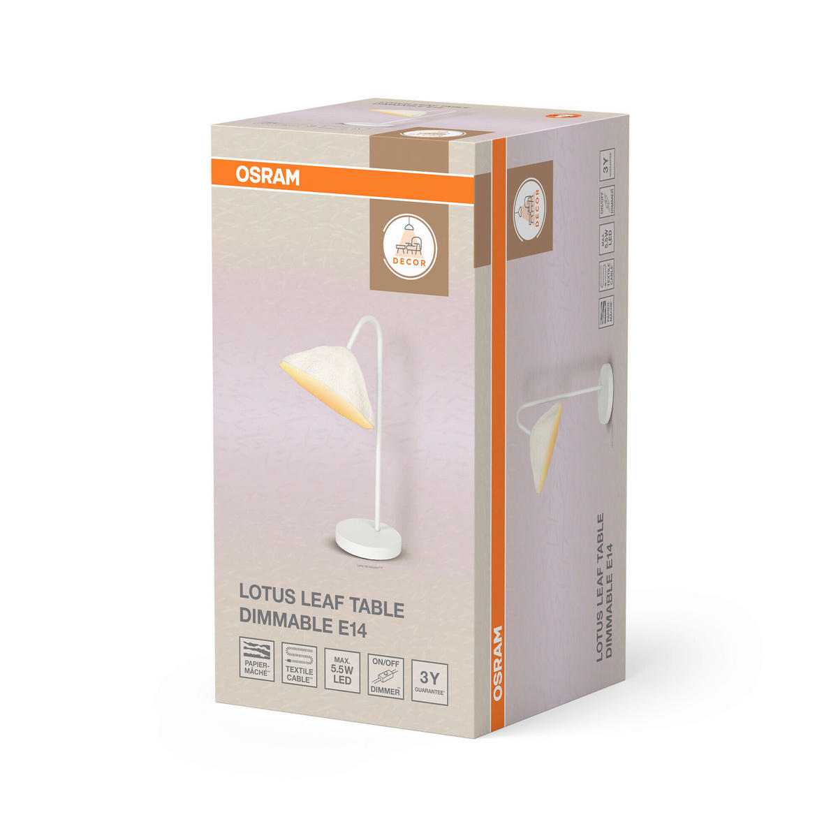 TISCHLEUCHTE 21.9/32.5/46 cm   - Basics, Papier/Metall (21.9/32.5/46cm) - Osram
