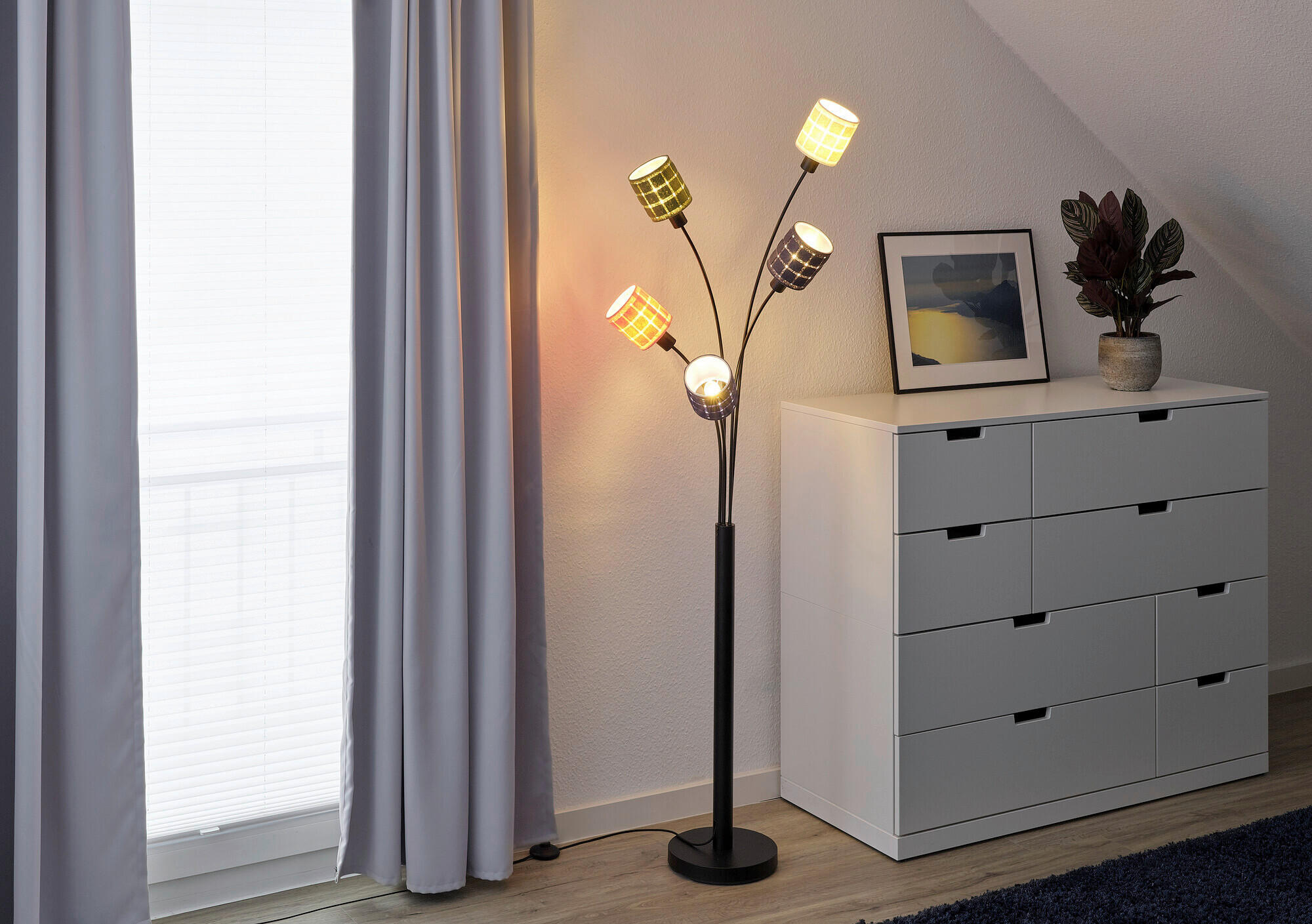 STEHLEUCHTE 50.5/173 cm    - Multicolor, Basics, Naturmaterialien/Metall (50.5/173cm) - Osram
