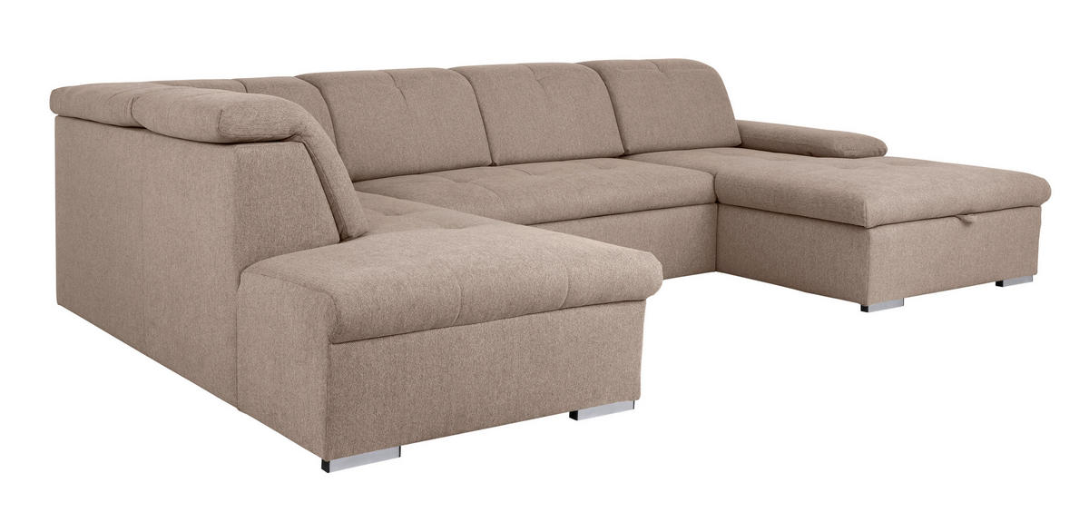WOHNLANDSCHAFT Hellbraun  - Hellbraun/Grau, Design, Textil/Metall (215/328/173cm) - MID.YOU
