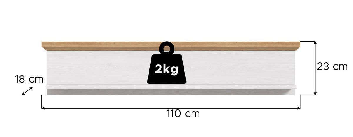WANDBOARD Holzwerkstoff Lärchefarben  - Lärchefarben, Design, Holzwerkstoff (110/23/18cm) - Livetastic