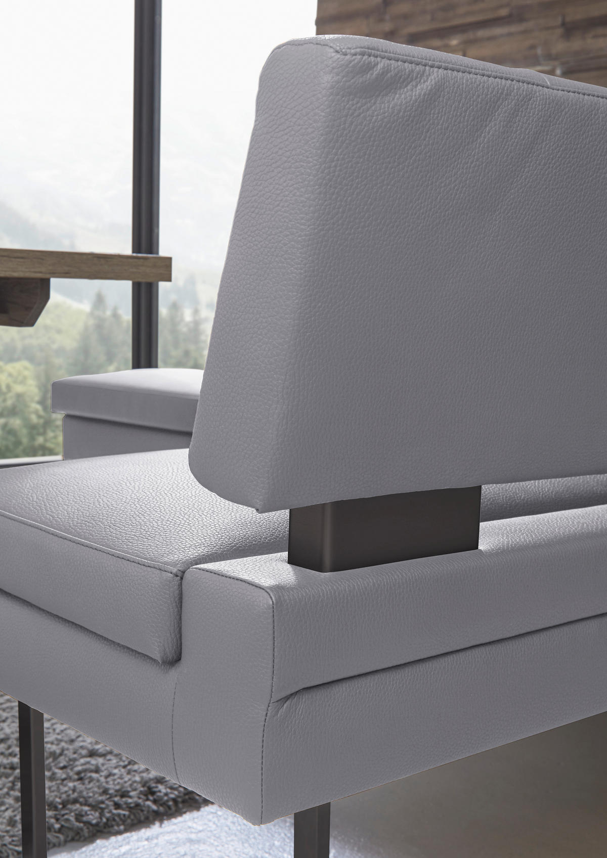 ECKBANK in Metall, Textil Graublau  - Graublau/Schwarz, Design, Textil/Metall (200/158cm) - Dieter Knoll