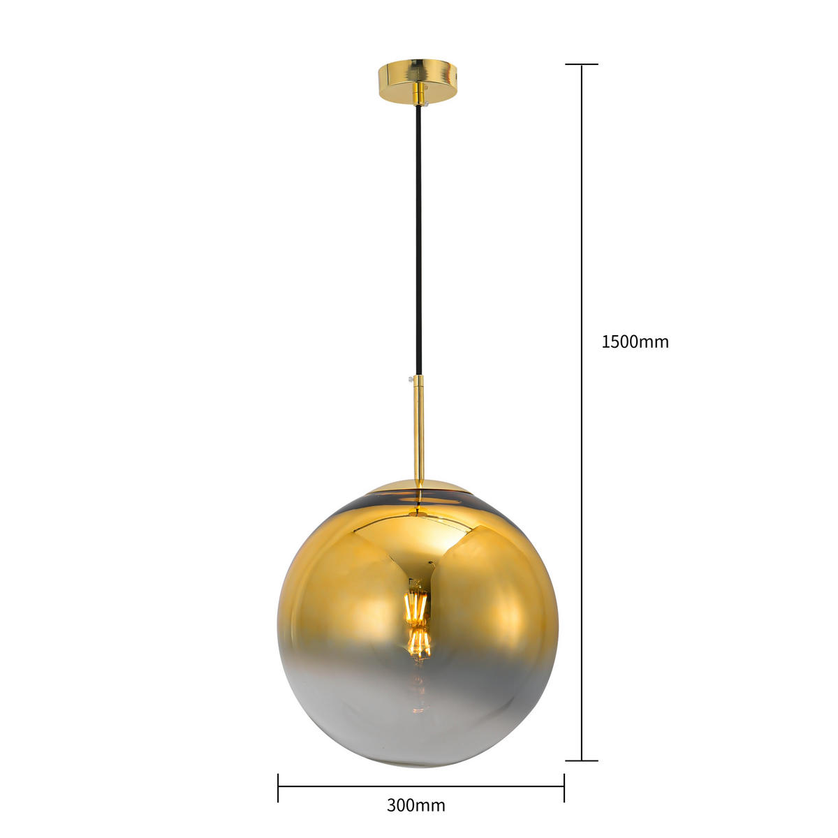 ZÁVĚSNÉ SVÍTIDLO, 30/150 cm  - barvy zlata, Konvenční, sklo (30/150cm)
