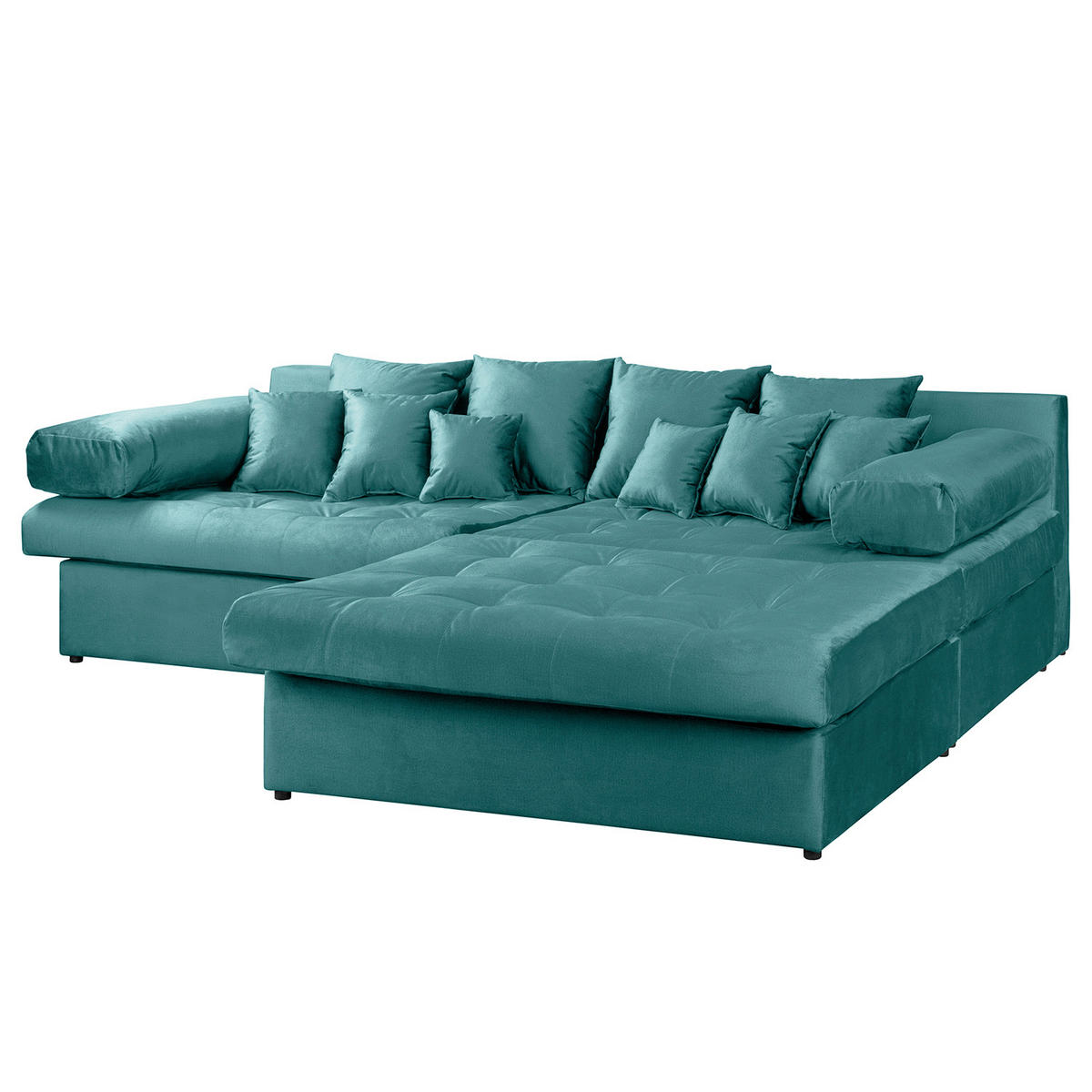 ECKSOFA Velours Blau  - Blau/Schwarz, Design, Kunststoff/Textil (284/243cm) - P & B