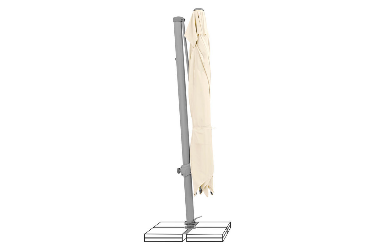 AMPELSCHIRM 300x300 cm Ecru  - Ecru/Silberfarben, KONVENTIONELL, Textil/Metall (300/300cm) - Suncomfort by Glatz