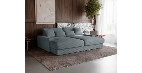 BIGSOFA in Cord Grau  - Schwarz/Grau, MODERN, Kunststoff/Textil (230/85/190cm) - Carryhome