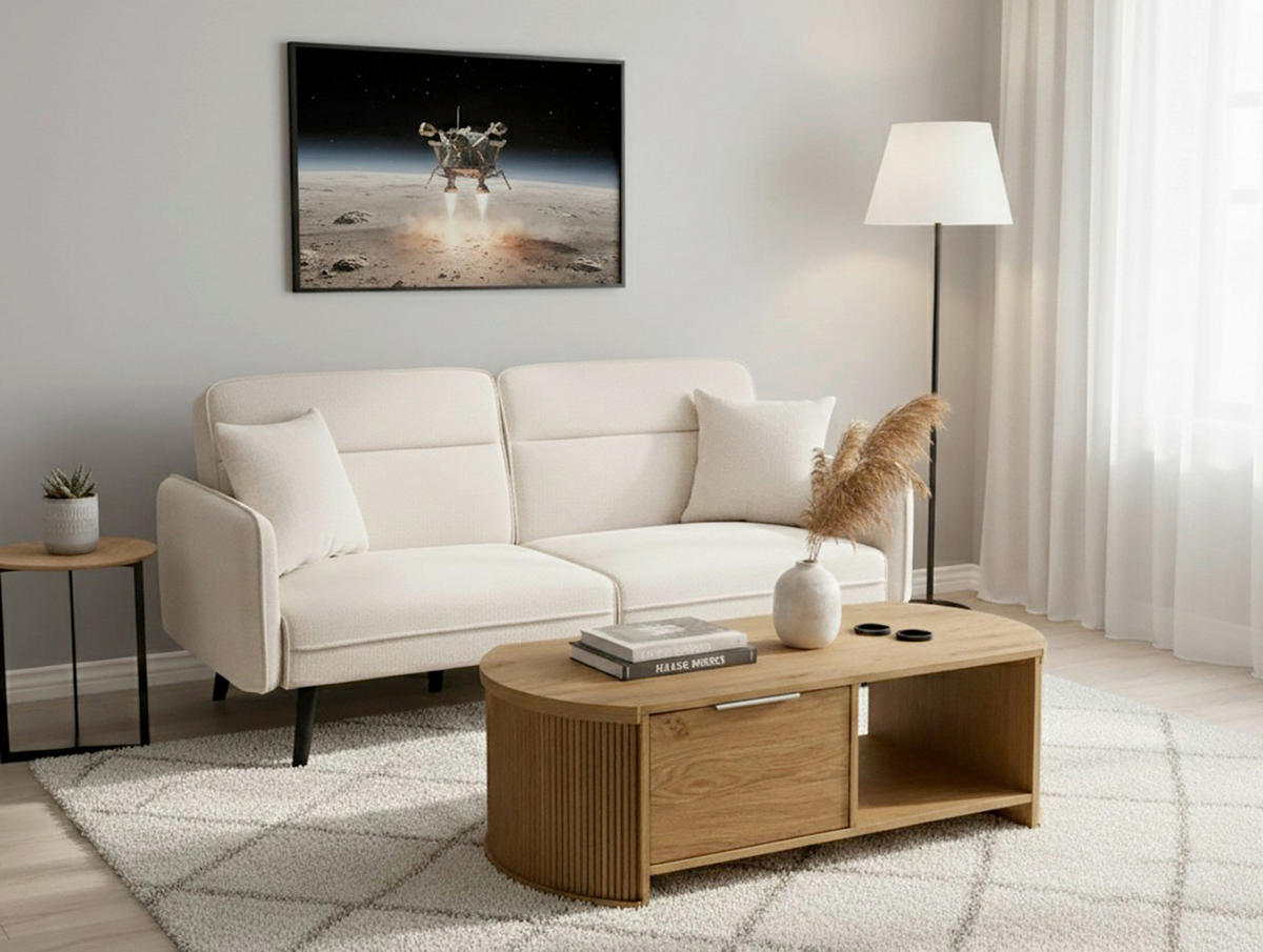 COUCHTISCH Eichefarben  - Eichefarben/Alufarben, KONVENTIONELL, Holzwerkstoff/Metall (110/55/35,5cm) - MID.YOU