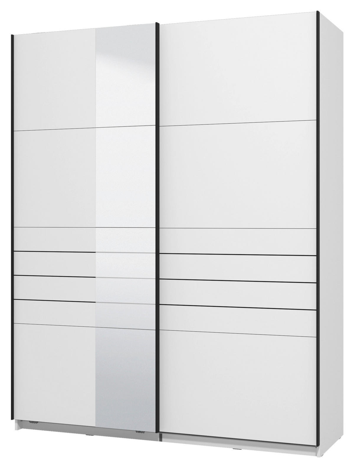 SKRIŇA S POS. DVER. – HOR.VED, biela, 145,5/217,5/61 cm - čierna/biela, Basics, kov/kompozitné drevo (145,5/217,5/61cm) - Xora