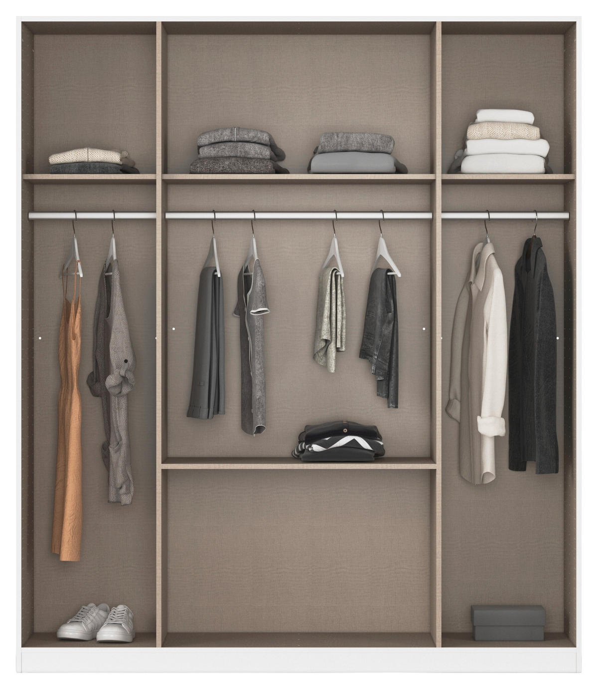 DREHTÜRENSCHRANK 181/210/54 cm,  in Weiß, 4-türig  - Schwarz/Weiß, KONVENTIONELL, Glas/Holzwerkstoff (181/210/54cm) - home24