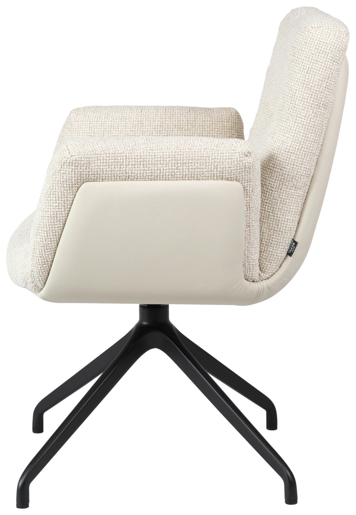 ARMLEHNSTUHL  Sitzfläche 360° drehbar, automatische Rückholfunktion Webstoff  Beige, Schwarz  - Beige/Schwarz, Design, Textil/Metall (62/89/66,5cm) - Johann Jakob