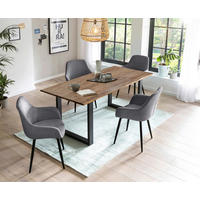 TISCHGRUPPE in Holz, Metall, Textil Anthrazit, Walnussfarben  - Anthrazit/Walnussfarben, MODERN, Holz/Textil (160/90/75cm) - Livetastic