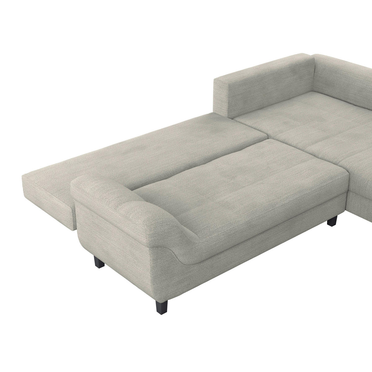 ECKSOFA MENDOZA NEW Grau Chenille, Struktur Zierkissen, Rückenkissen, Bettkasten  - Schwarz/Grau, KONVENTIONELL, Textil (309/197cm) - MID.YOU