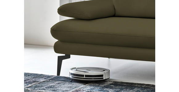3-SITZER-SOFA in Leder Olivgrün - Schwarz/Olivgrün, Design, Leder/Metall (222/86/104cm) - Dieter Knoll