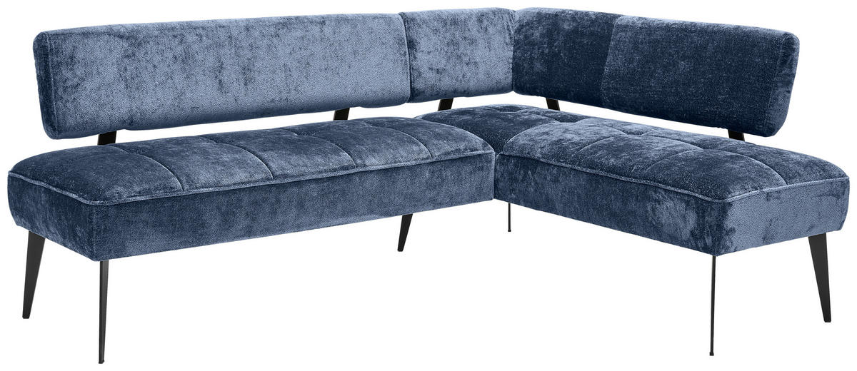 ECKBANK 212/162 cm Webstoff Dunkelblau Metall   - Schwarz/Dunkelblau, MODERN, Textil/Metall (212/162cm) - Welnova