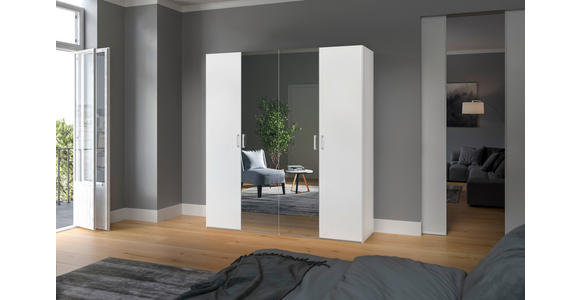 DREHTÜRENSCHRANK in Weiß - Chromfarben/Weiß, Design, Glas/Holzwerkstoff (203/195/59cm) - Carryhome