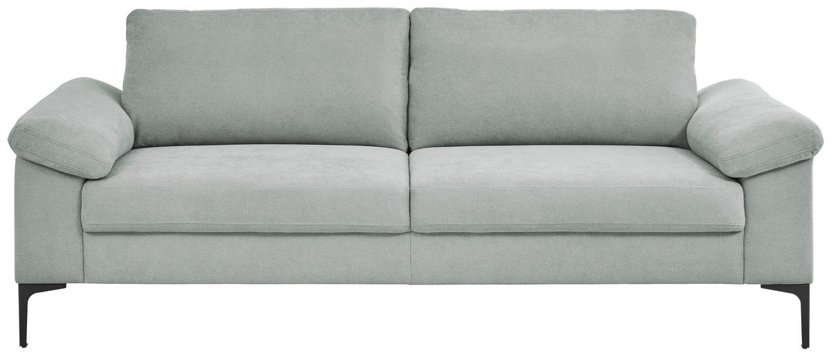 3-SITZER-SOFA Flachgewebe Blaugrau  - Blaugrau/Schwarz, Design, Textil/Metall (226/89/97cm) - Pure Home Lifestyle