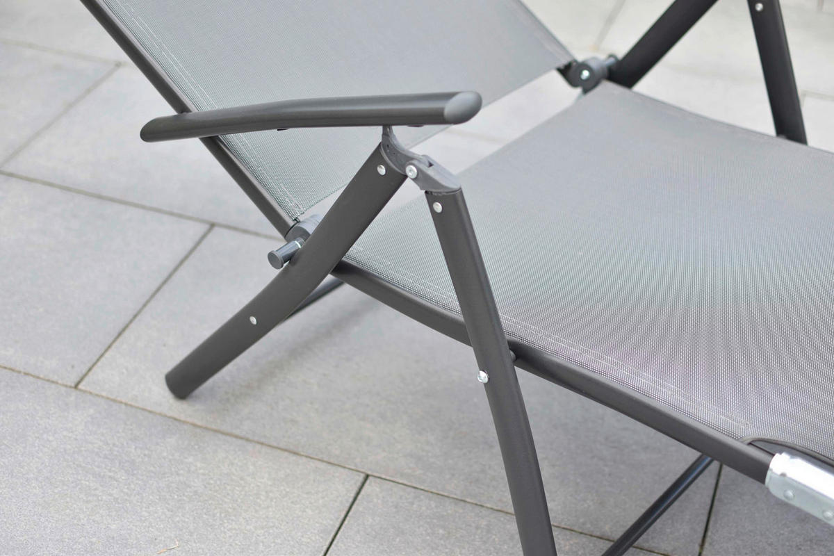 GARTENLIEGE 64/87/140 cm  - Graphitfarben/Grau, KONVENTIONELL, Textil/Metall (64/87/140cm) - Gardenson