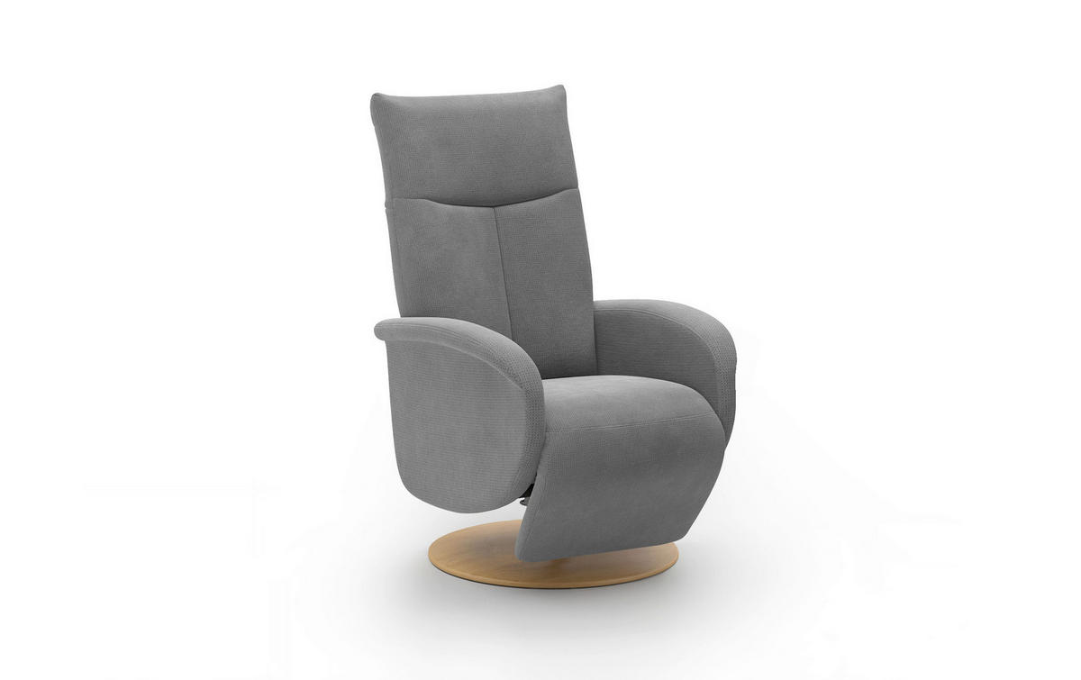 RELAXSESSEL GLENDALE E Flachgewebe Kopfteilverstellung, Rücken echt    - Eichefarben/Grau, KONVENTIONELL, Holzwerkstoff/Textil (75/112/82cm) - Sit & More