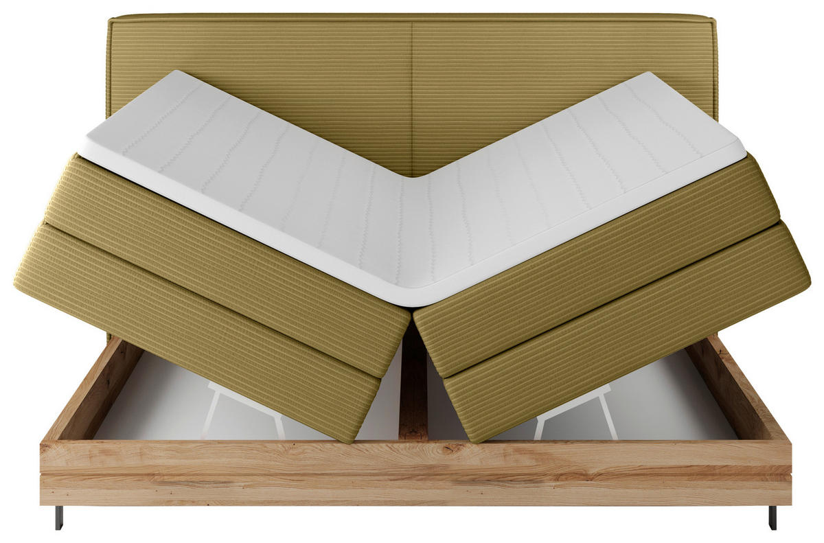 BOXSPRINGBETT 160/200 cm  in Grün  - Schwarz/Grün, Natur, Holz/Textil (160/200cm) - Valnatura