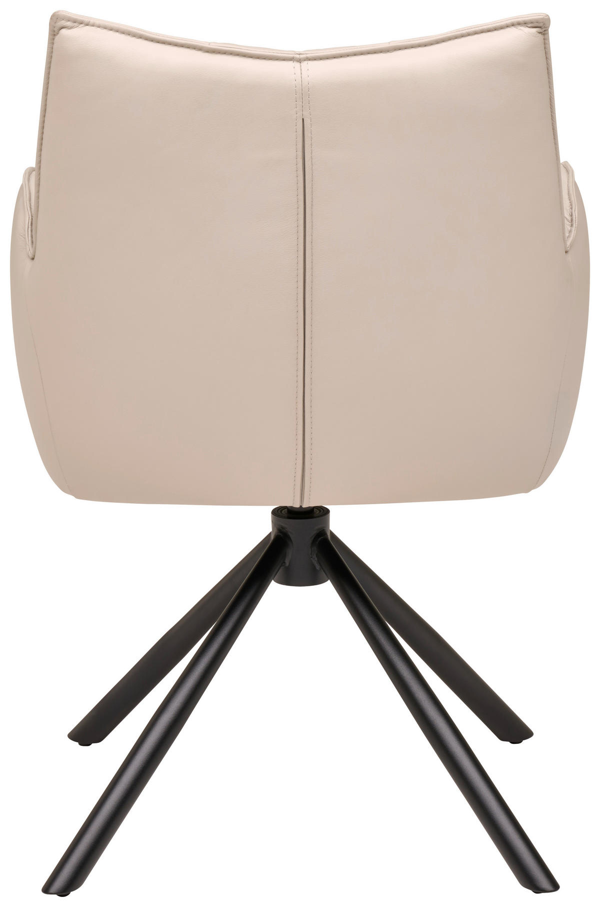 Armlehnstuhl Leder Hellgrau  Sitzfläche 360° drehbar, automatische Rückholfunktion  Echtleder  Hellgrau  - Hellgrau/Schwarz, MODERN, Leder/Metall (58,5/87,5/61cm) - Livetastic
