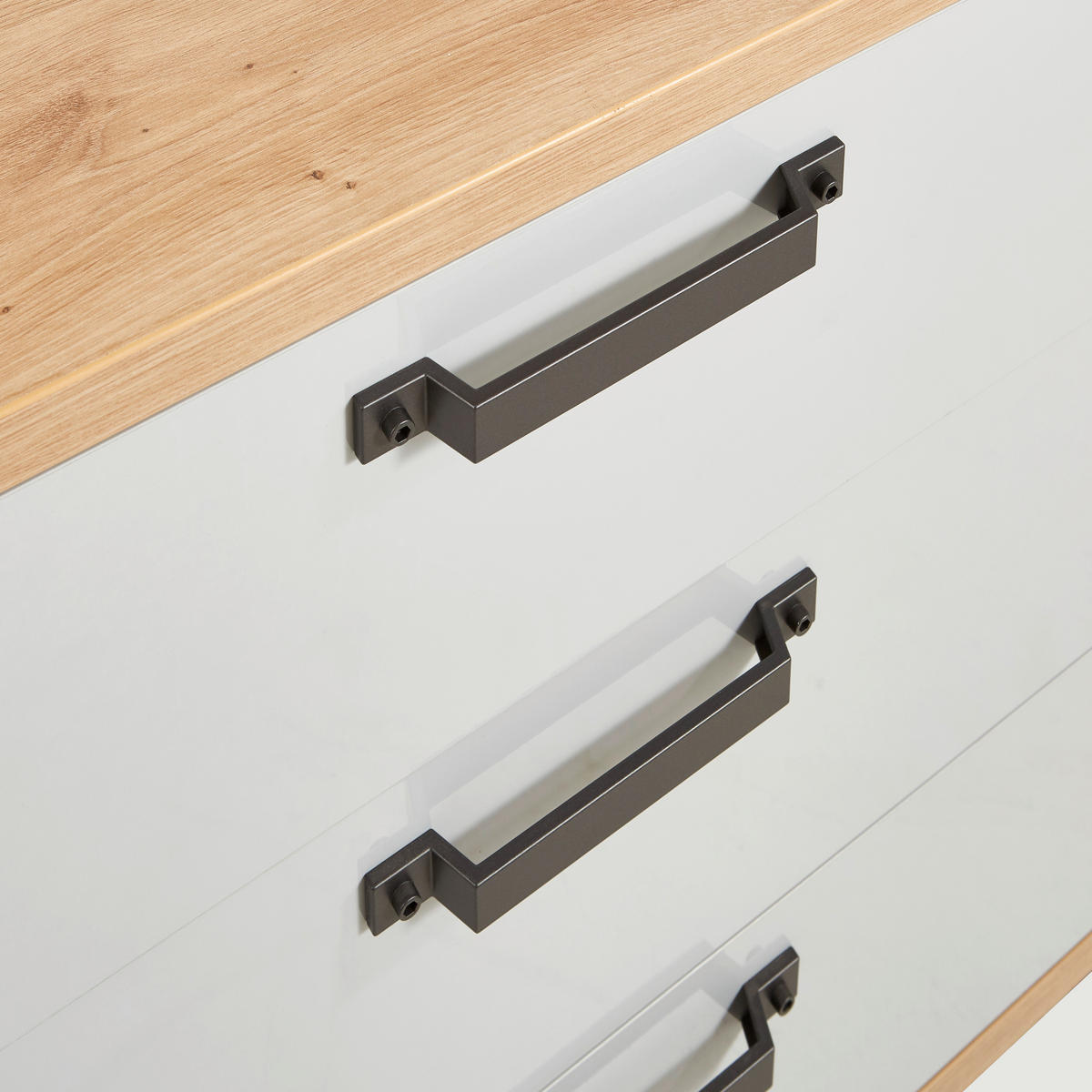 KOMMODE 91,6/89/45 cm  in Grau, Eichefarben  - Dunkelgrau/Eichefarben, Modern, Holzwerkstoff/Metall (91,6/89/45cm) - Xora