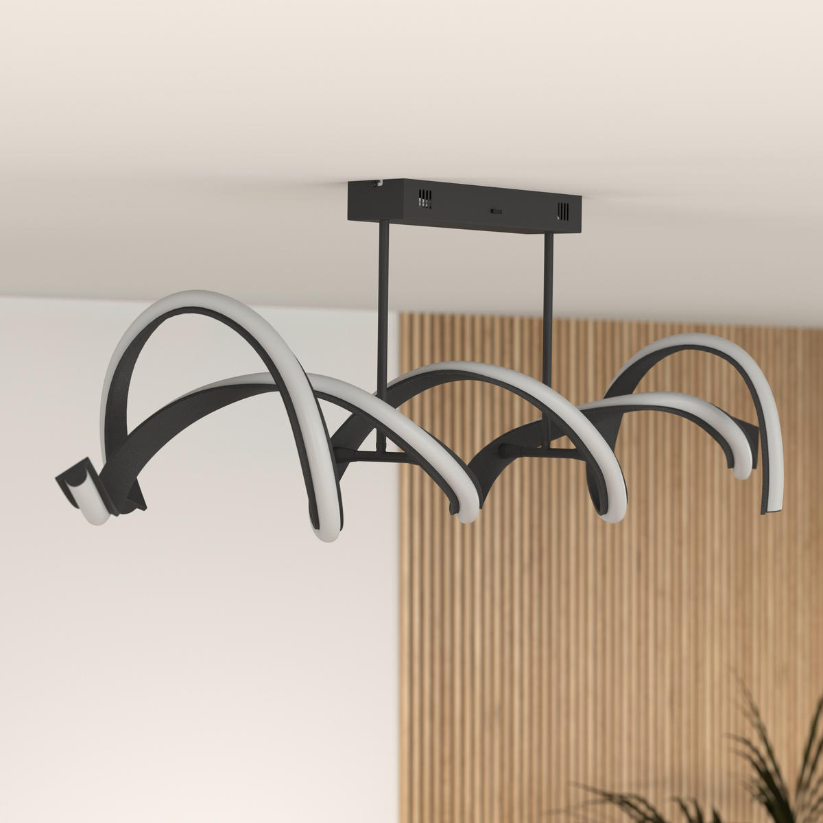 LED-DECKENLEUCHTE Bracknell 120/22/32 cm   - Schwarz, Design, Kunststoff/Metall (120/22/32cm) - Novel