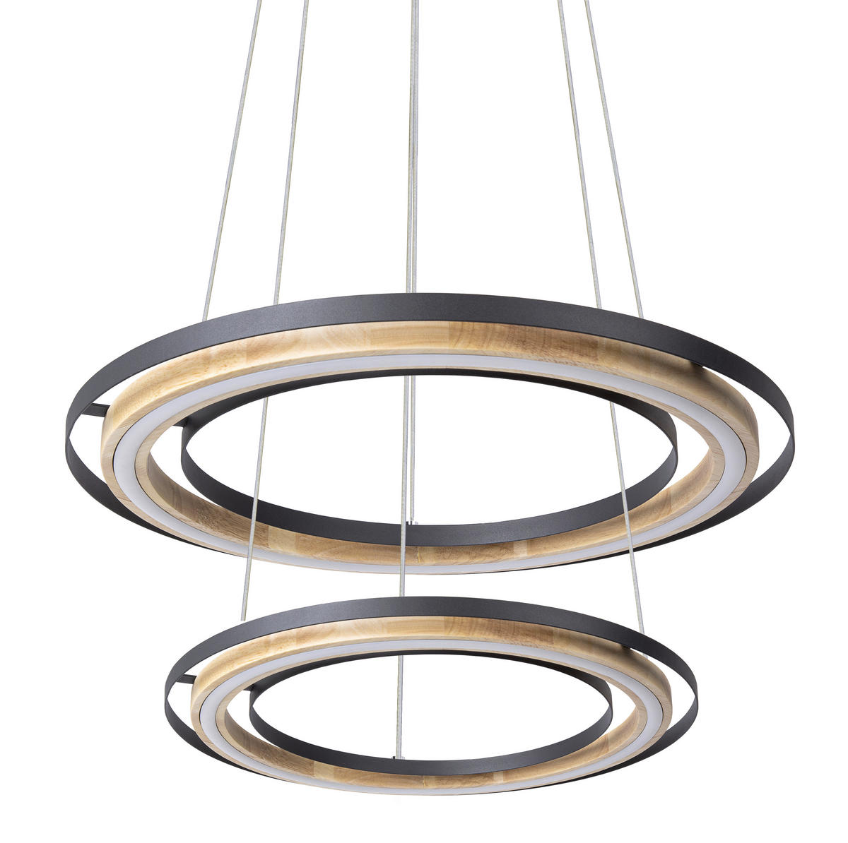 LED-HÄNGELEUCHTE 56/150 cm    - Schwarz/Naturfarben, Design, Holz/Metall (56/150cm) - Globo