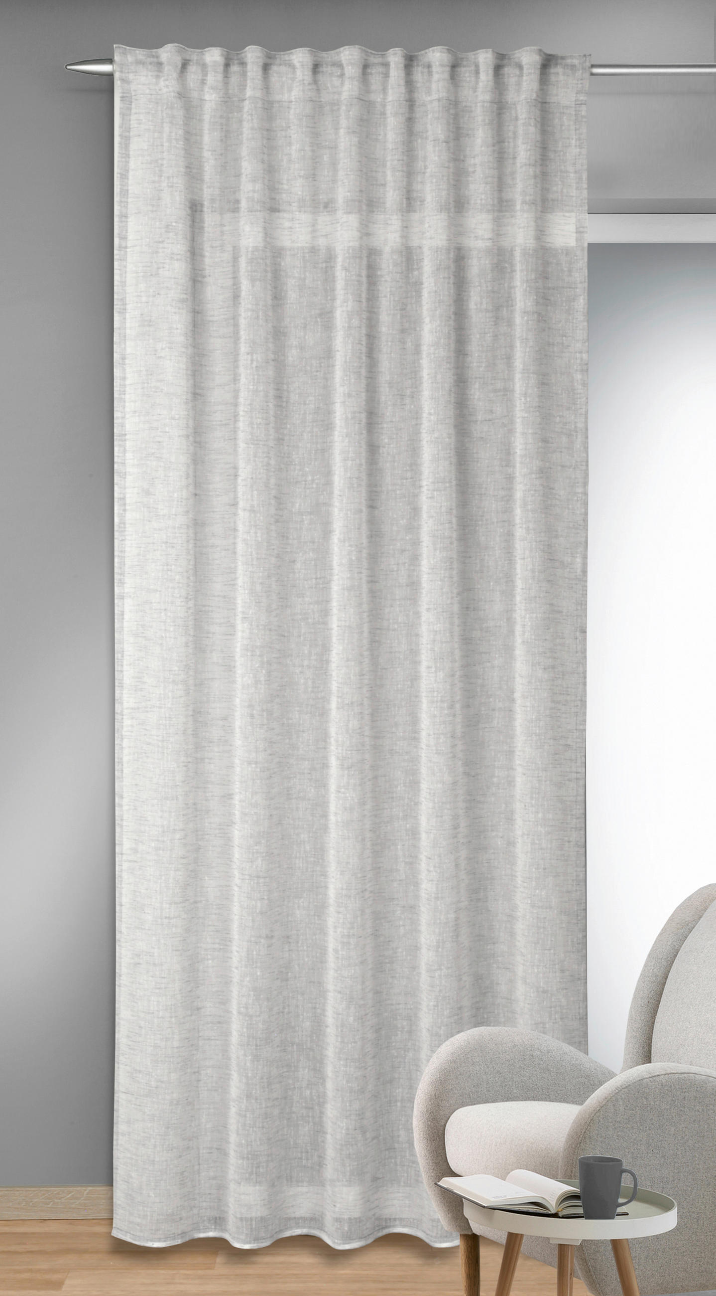 FERTIGVORHANG halbtransparent  - Silberfarben, Basics, Textil (135/245cm)