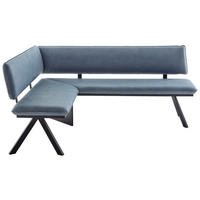ECKBANK Metall, Textil Schwarz, Hellblau  - Schwarz/Hellblau, Modern, Textil/Metall (150/190cm) - Cantus