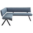 ECKBANK 150/190 cm  in Schwarz, Hellblau  - Schwarz/Hellblau, MODERN, Textil/Metall (150/190cm) - Cantus