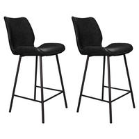 BARHOCKER-SET Lederlook Schwarz  - Schwarz, KONVENTIONELL, Kunststoff/Textil (47/99/55cm) - MID.YOU