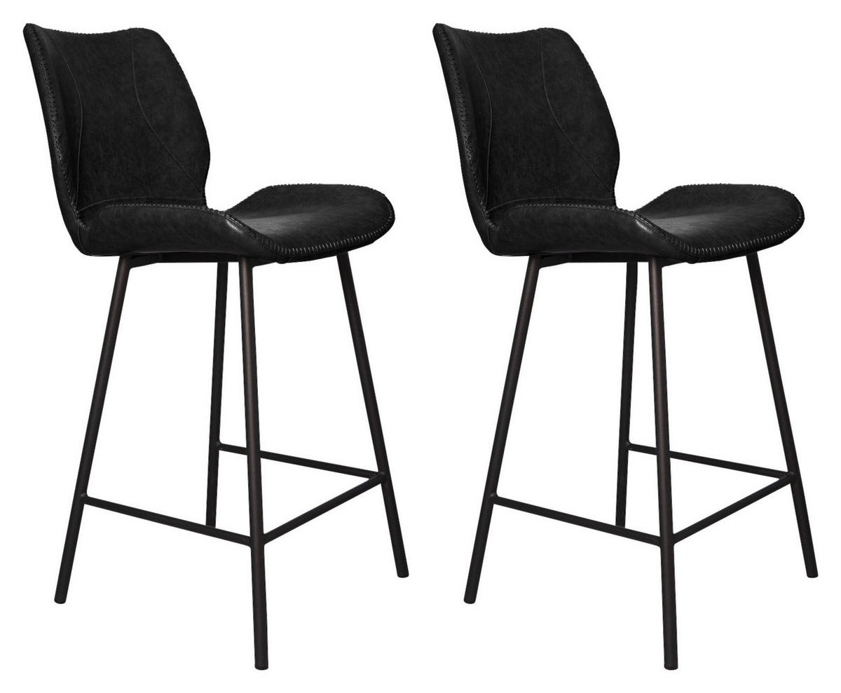 BARHOCKER-SET Lederlook Schwarz  - Schwarz, KONVENTIONELL, Kunststoff/Textil (47/99/55cm) - MID.YOU