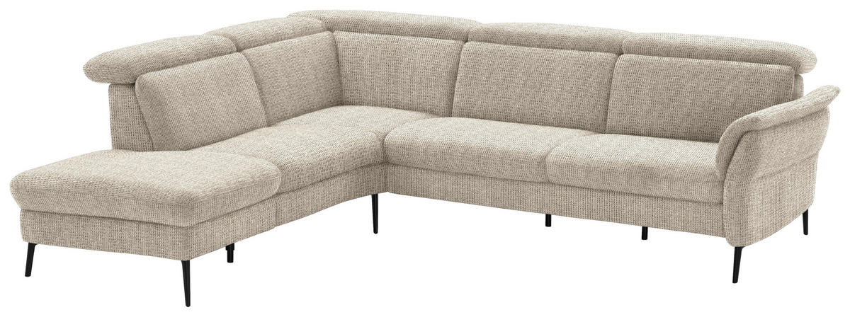 ECKSOFA in Struktur Beige  235/275 cm  - Beige/Schwarz, MODERN, Textil/Metall (235/275cm) - Cantus